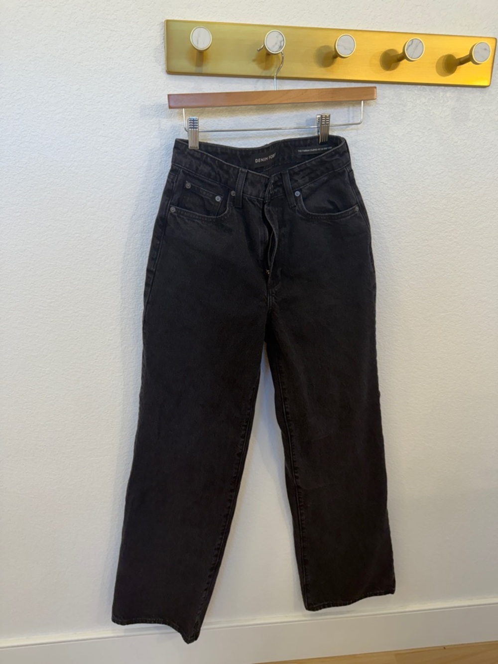 Denim Forum Black High-Rise Straight Jeans